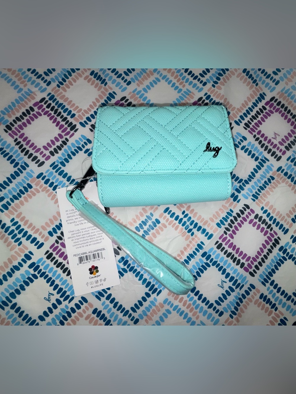 NWT Lug AQUAMARINE BLUE PEDICAB Matte Luxe Wristlet Wallet with Removable Strap